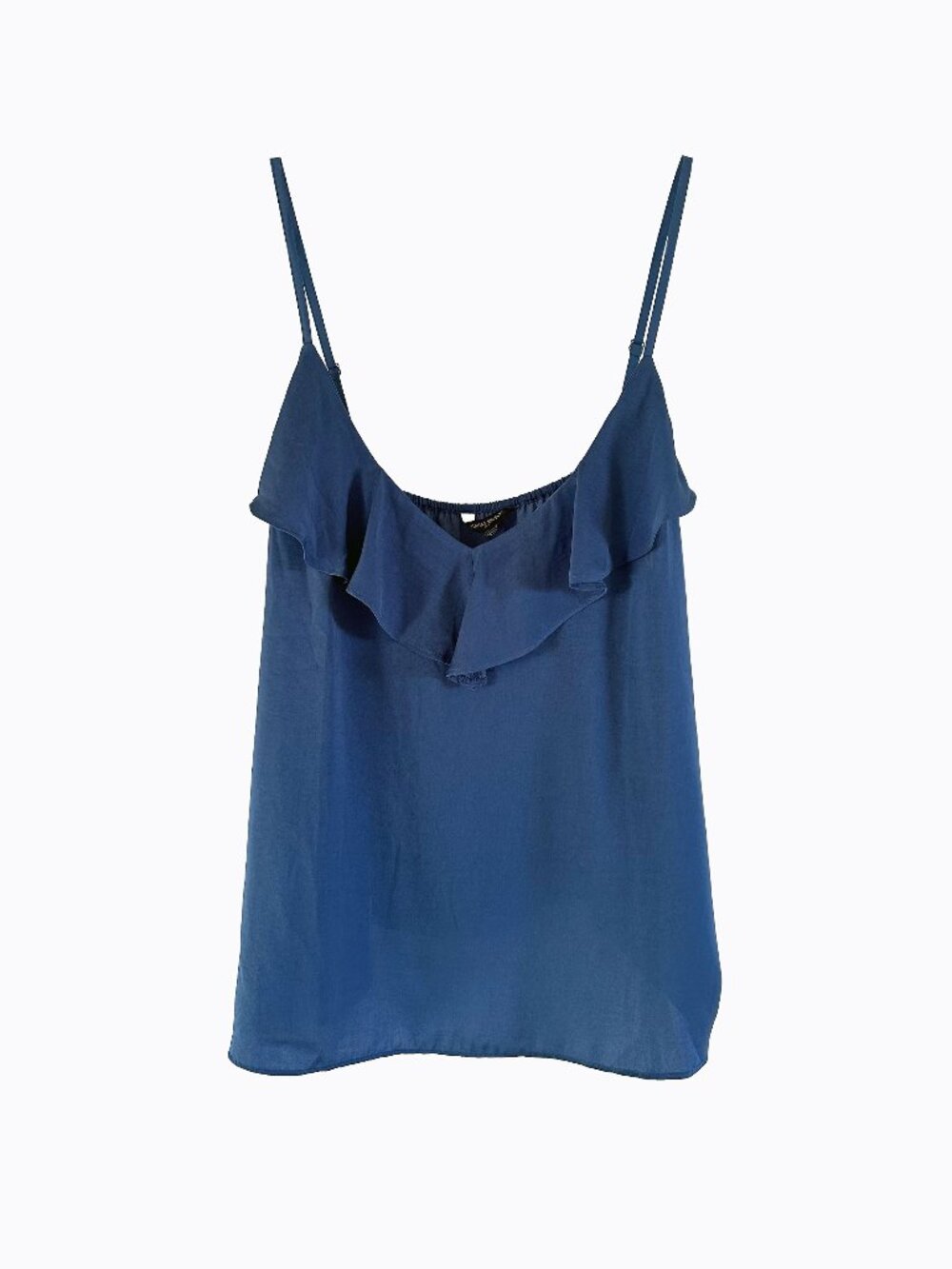 Ruffle V-Neck Y2K Cami XL Deep Pacific Blue Boho Chic Whimsigoth Coquette Fairy